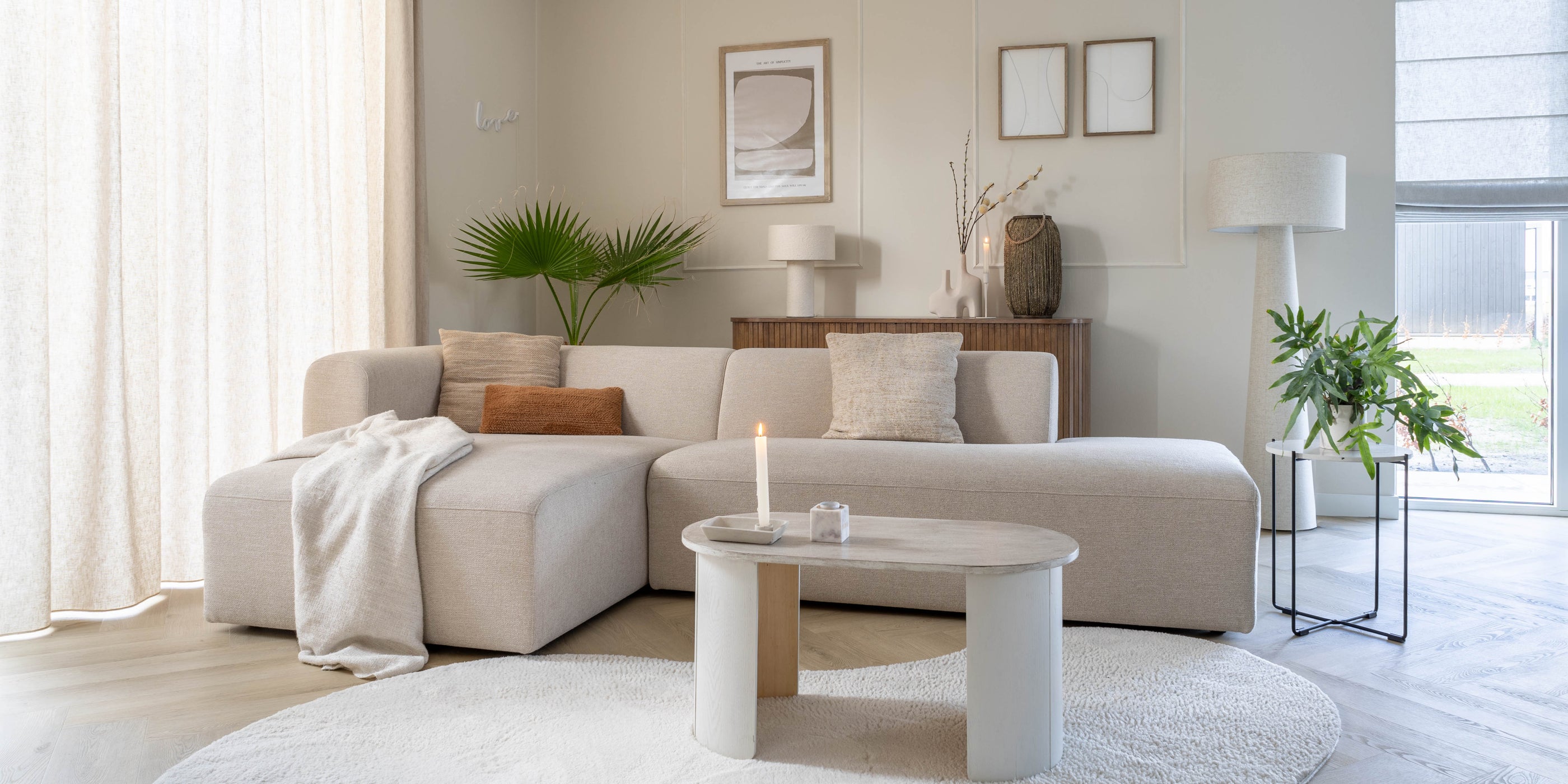 Elementenbank Finn By SIDDE - Japandi interieur - Wabi-Sabi - rond vloerkleed Elementenbank Finn By SIDDE - Japandi interieur - Wabi-Sabi - rond vloerkleed